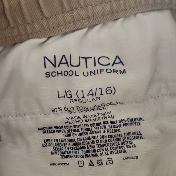 Nautica School Uniform Khaki Tan Elastic Waist Pants 14 16 Large - Picture 4 of 6
